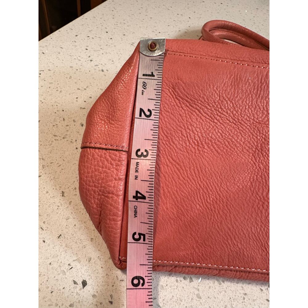 Talbots Genuine Leather Hobo Shoulder Bag Small Coral Pink Boho - Picture 3 of 11